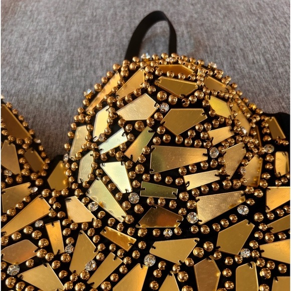 Corset Pearls Rhinestone Sequin Bustier Tops Party Push up Bra, Small - Picture 6 of 8